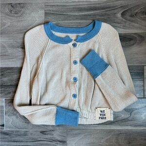 We The Free Blue and Cream Knit Sweater